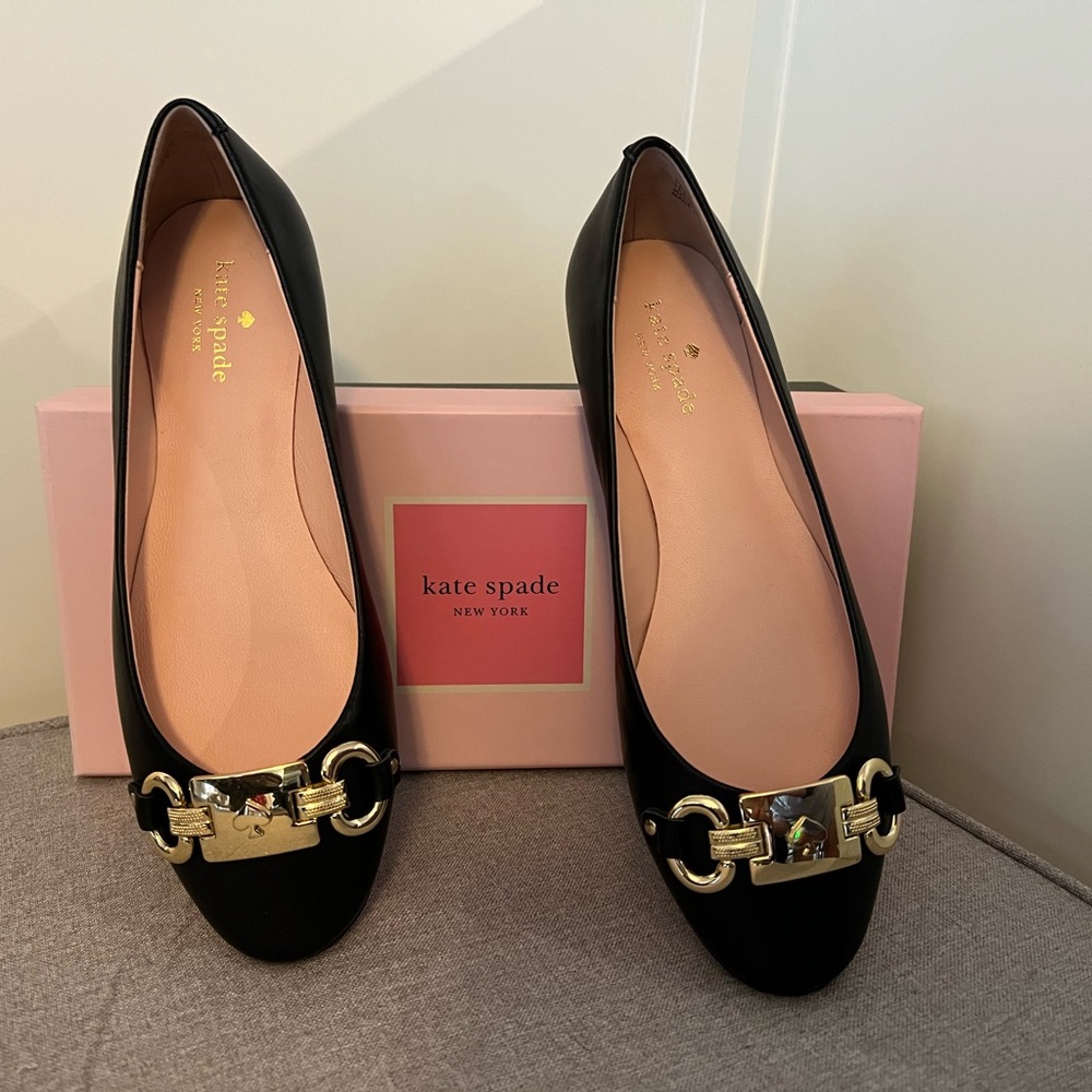 Kate spade phoebe flats black metallic